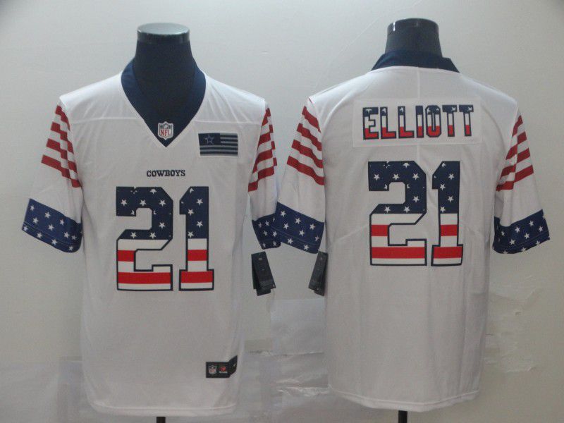 Men Dallas cowboys #21 Elliott White Retro USA Flag Nike NFL Jerseys->philadelphia eagles->NFL Jersey